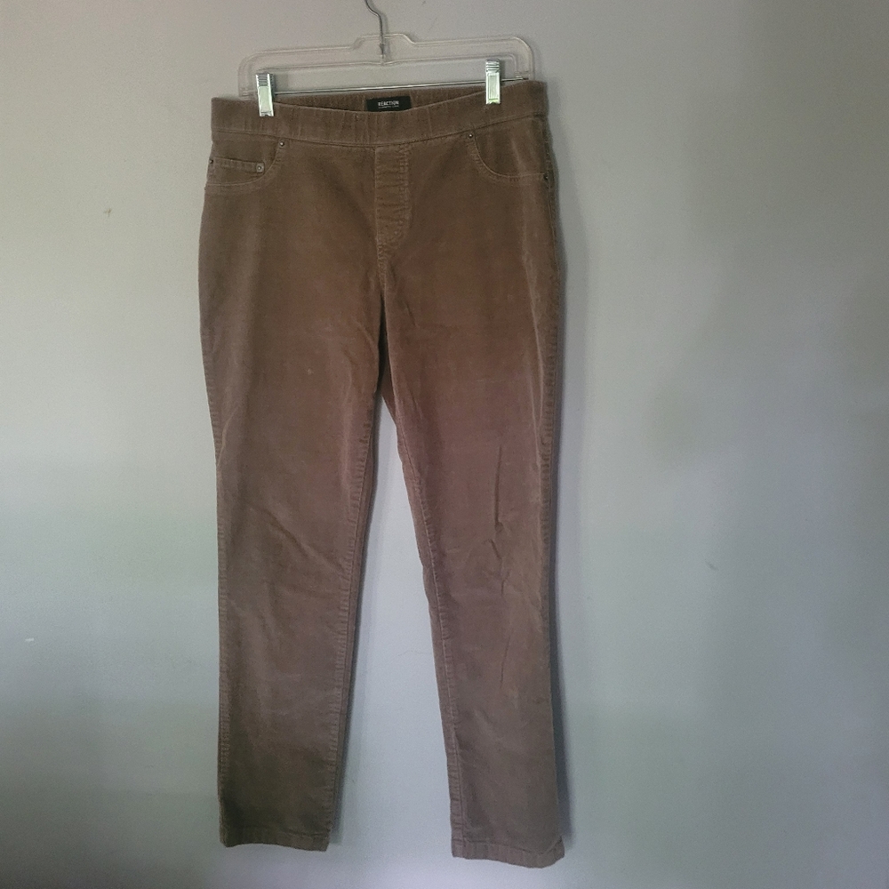 Reaction Kenneth Cole Brown Corduroy Stretch Pull Up Pants Size 10